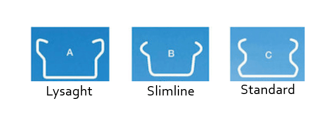 The three Colorbond C-post profiles: Lysaght, Slimline and Standard