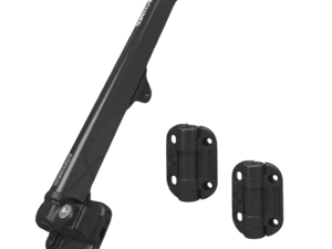 Pool gate latch and self-closing hinge set