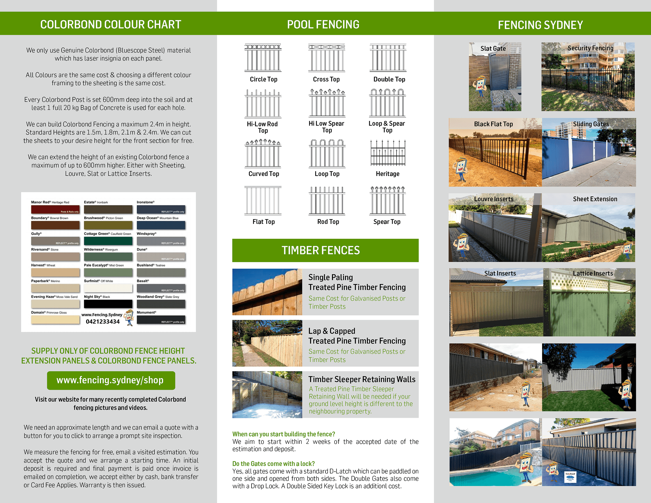 Fencing Sydney brochure page 2