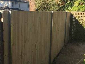 Single paling timber fence with steel posts