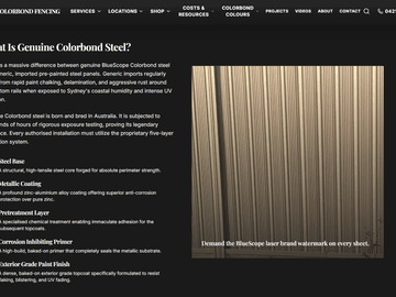 Reference showing corrugated Colorbond sheet faces and rib spacing.