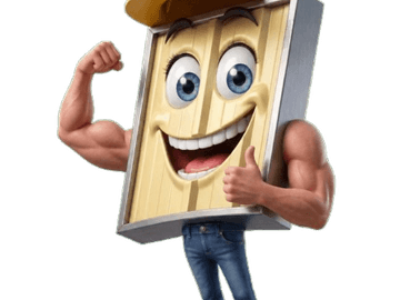 Cartoon fencing installer character used as a brand figure
