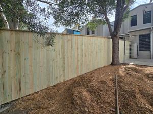 Treated pine timber fence on a residential boundary