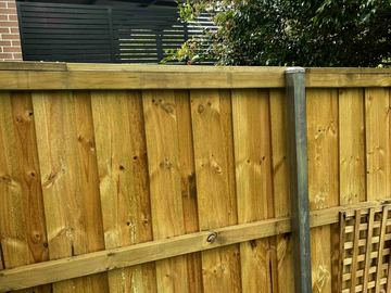 New treated pine palings on a residential block.