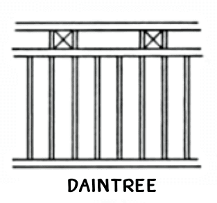 Drawing with X inserts between upper rails and open mid section.