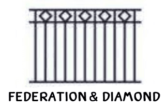 Panel drawing with diamond inserts between paired top rails.