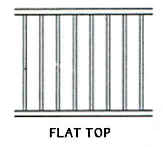 Catalog drawing of pickets terminating at single top and bottom rails.