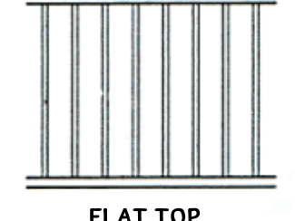 Catalog drawing of pickets terminating at single top and bottom rails.