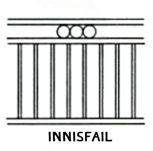 Diagram with three rails and grouped ring ornaments at the top.