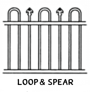 Drawing alternating looped picket heads and spear finials.