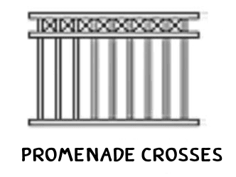 Drawing with cross pattern frieze between paired top rails.