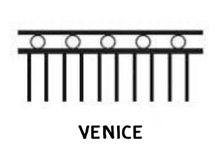 Diagram with large ring inserts between closely spaced top rails.