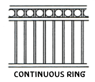 Drawing with a full row of rings between parallel top rails.