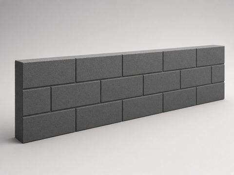 Charcoal block-pattern concrete retaining-wall sleeper on a studio backdrop