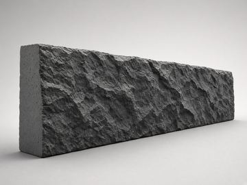 Charcoal rock-face concrete retaining-wall sleeper on a studio backdrop