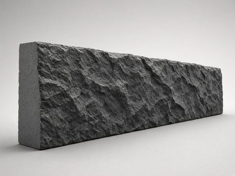 Charcoal rock-face concrete retaining-wall sleeper on a studio backdrop
