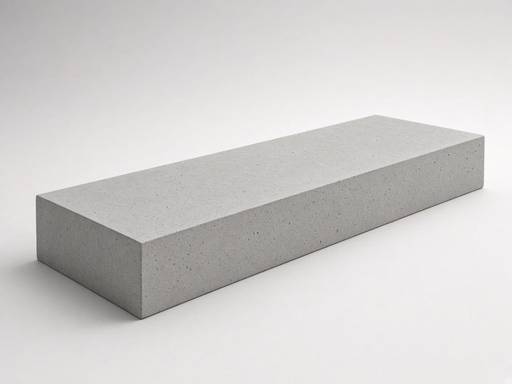 Smooth natural-grey concrete retaining-wall sleeper on a studio backdrop