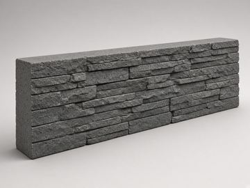 Stacked-stone face concrete retaining-wall sleeper on a studio backdrop