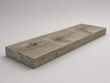 Timber-look woodgrain concrete retaining-wall sleeper on a studio backdrop